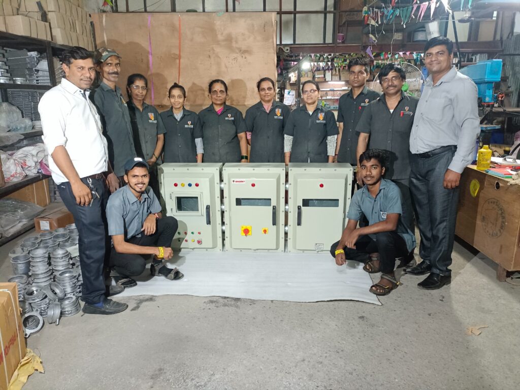 Bharatflameproof staff with ready to dispatch Flameproof automation control panels