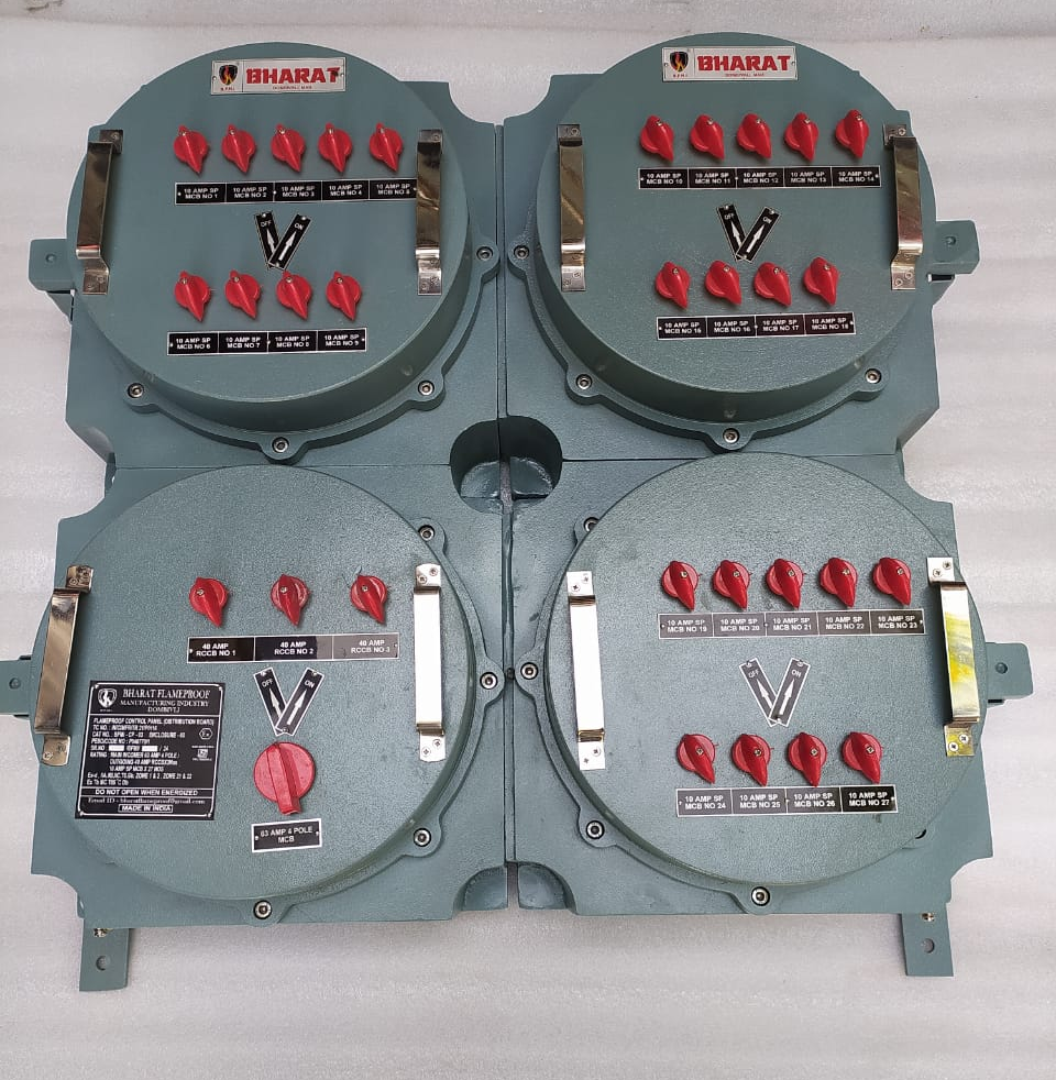 Flameproof distribution boards dispatch to a client by Bharatflame Proof